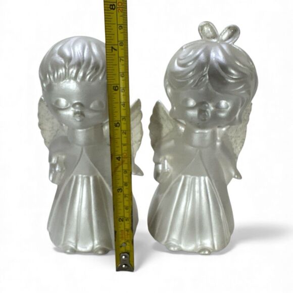 Vintage Kissing Angels Pearlescent Shimmer White 7” Elegant Cottage Granny - Picture 9 of 10